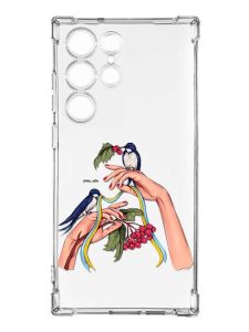 Чохол з потовщеними кутами на Samsung Galaxy S23 Ultra :: Ластівки (принт 15)