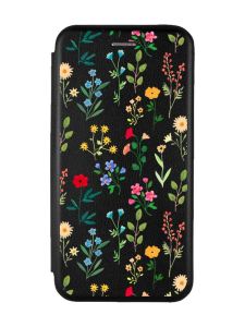 Чохол-книжка з малюнком для Samsung Galaxy M33 5G Чорний :: Квітковий фон (принт 269)