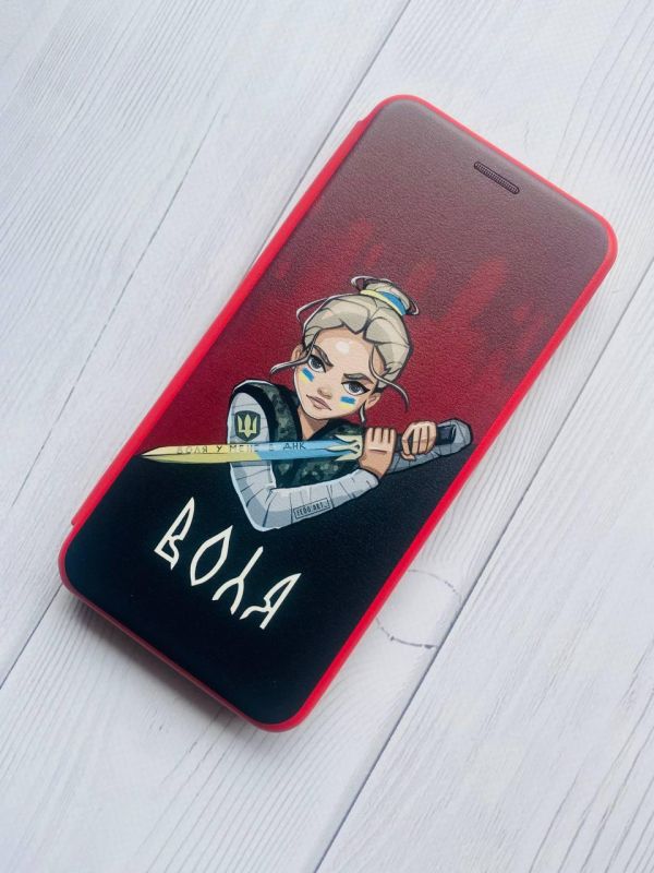 Чохол-книжка з малюнком для Samsung Galaxy A03s Червоний :: Українська захисниця (принт 171)