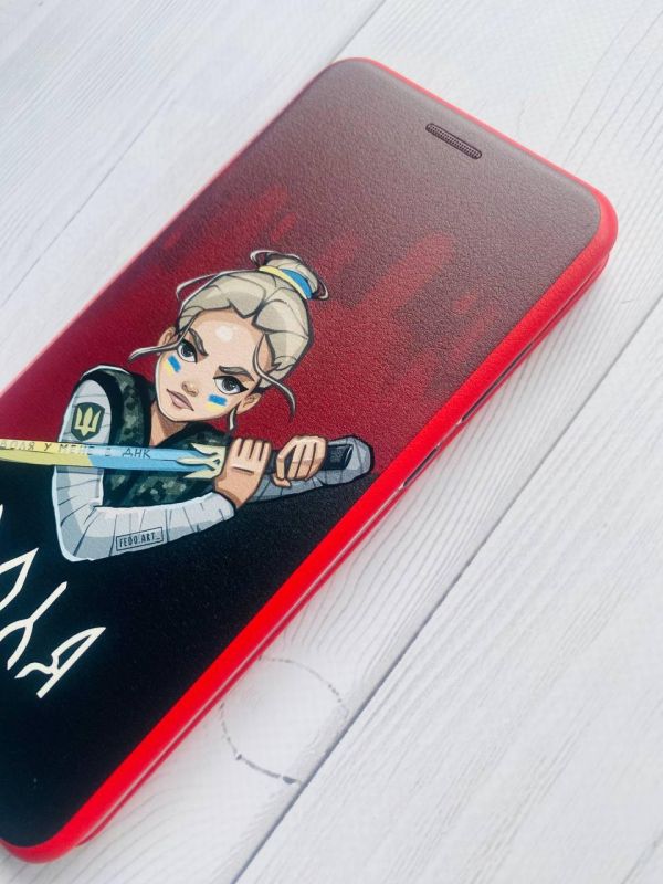 Чохол-книжка з малюнком для Samsung Galaxy A03s Червоний :: Українська захисниця (принт 171)