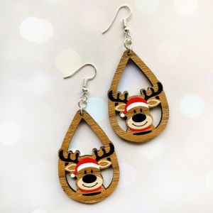 Сережки з дерева Новорічне оленя (основа американський горіх)