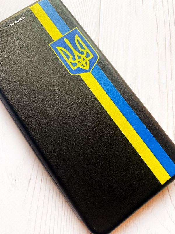 Чохол-книжка з малюнком для Samsung Galaxy M33 5G Чорний :: Стрічка Україна (патріотичний принт 253)