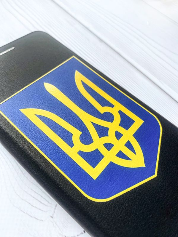 Чохол-книжка з малюнком для Samsung Galaxy A04E/ A042 Чорний :: Тризуб Україна (принт 256)