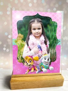 Дитяча фотографія у рамці Скай і Еверест Щенячий патруль на дерев'яній підставці (дизайн 003)