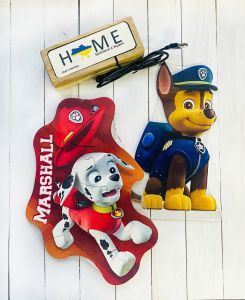 Подарунковий набір Гонщик Чейз і Маршал Щенячий патруль (нічник + дерев'яні пазли)