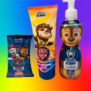 Подарунковий дитячий набір для хлопчика Щенячий патруль: Гель для душу, Антибактеріальне мило, Вологі серветки