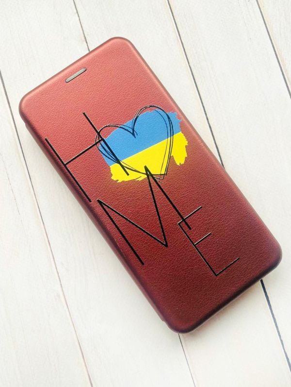 Чохол-книжка з малюнком для Samsung Galaxy A04E (A042) Бордовий :: Дім Україна (принт 353)