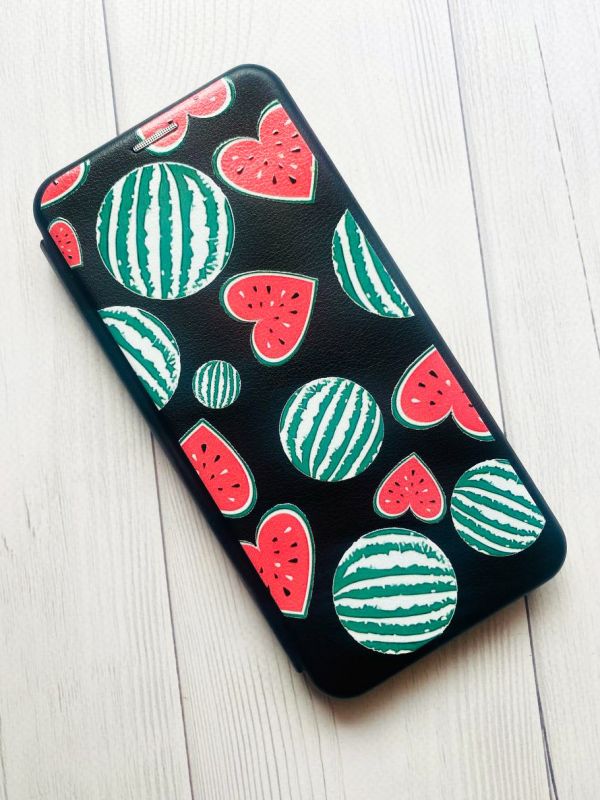 Чохол-книжка з малюнком для Samsung Galaxy A03s Чорний :: Кавуни сердечка (принт 343)