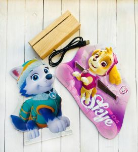 Подарунковий набір Еверест і Скай Щенячий патруль (нічник + дерев'яні пазли)