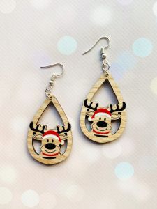 Сережки з дерева Святкове оленя (світла основа)