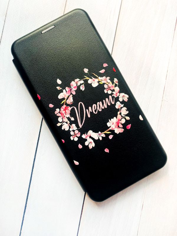 Чохол-книжка з малюнком для Samsung Galaxy A50 (2019) A505/A30s Чорний :: Віночок з сакури (принт 284)