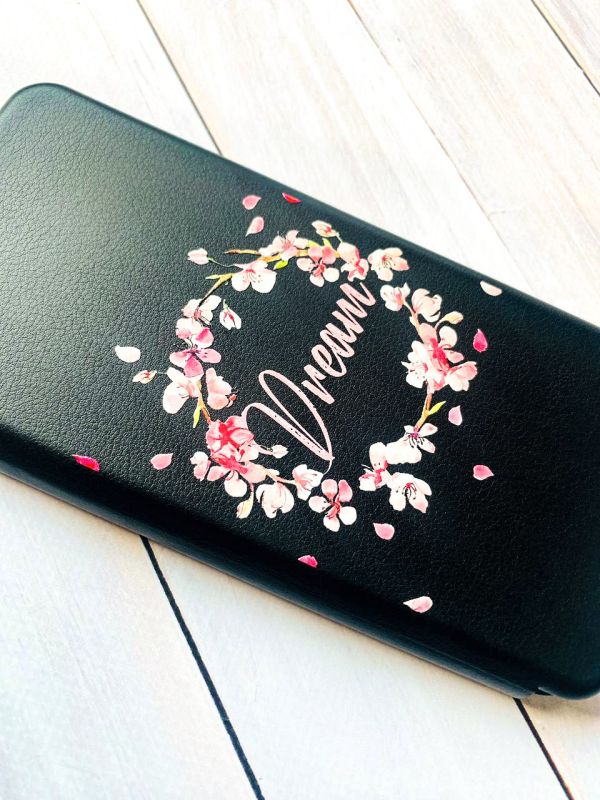 Чохол-книжка з малюнком для Samsung Galaxy A50 (2019) A505/A30s Чорний :: Віночок з сакури (принт 284)