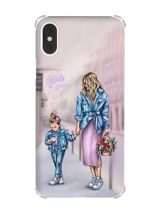Чохол з потовщеними кутами на iPhone X/Xs :: Мама і донька (принт 56)
