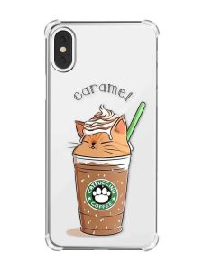 Чохол з потовщеними кутами на iPhone X/Xs :: Капучіно котик (принт 97)