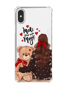 Чохол з потовщеними кутами на iPhone X/Xs :: Дівчина з ведмедиком (принт 188)