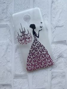 Силіконовий чохол із малюнком і стразами для Meizu MX 5 Дівчина в платті