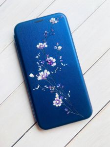 Чохол-книжка з малюнком для Samsung Galaxy A10 (2019) A105 Синій :: Гілочка квітів (принт 278)