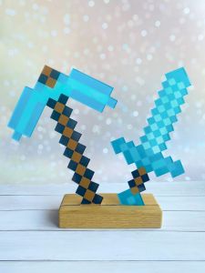 Дитячий нічник Інструменти Майнкрафт (комплект з 4 інструментів). Створюй дизайн нічника сам!