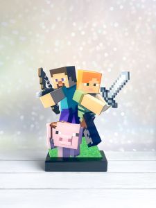 Дитячий нічник Стів і Алекс із Майнкрафт Minecraft (на чорній підставці)