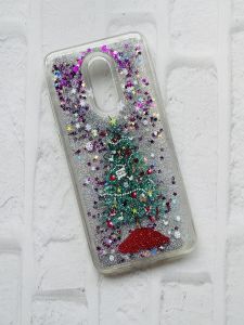 Силиконовый чехол с плавающими блестками для Xiaomi Redmi 5 Plus Ялинка. Срібний