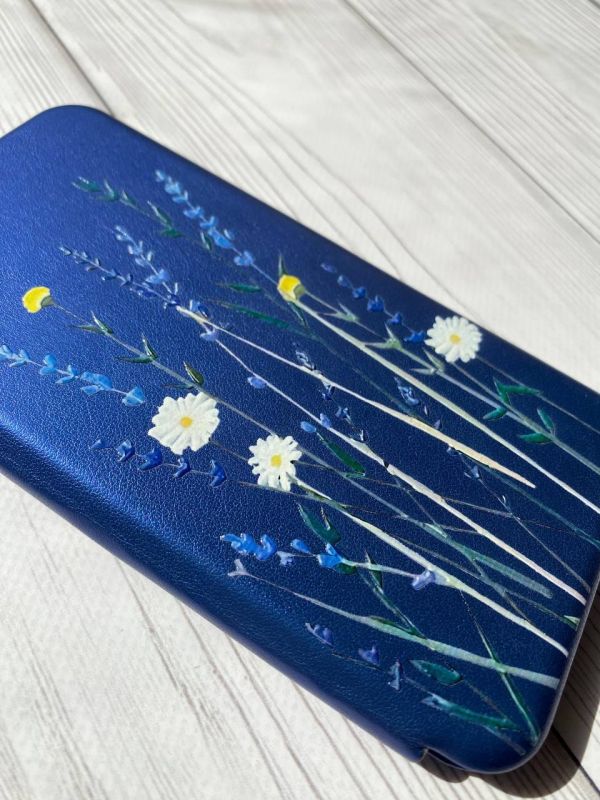 Чохол-книжка з малюнком для Samsung Galaxy А10 (2019) А105 Синій :: Польові квіти (принт 270)