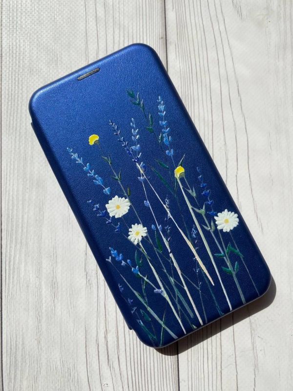 Чохол-книжка з малюнком для Samsung Galaxy А10 (2019) А105 Синій :: Польові квіти (принт 270)