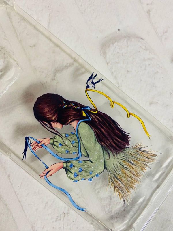 Прозорий чохол на Xiaomi Redmi Note 11 4G патріотичний дизайн Дівчина з ластівками принт 16