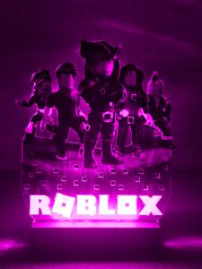 Нічник Роблокс Roblox з регулюванням освітлення через пульт ДУ (чорна підставка, дизайн 25)