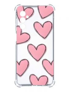 Чохол з потовщеними кутами на Samsung Galaxy A14 5G :: Сердечка рожеві (принт 78)