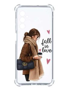 Чохол з потовщеними кутами на Samsung Galaxy A14 5G :: Дівчина з кавою (принт 112)