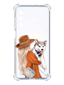 Чохол з потовщеними кутами на Samsung Galaxy A14 5G :: Дівчина з песиком (принт 115)