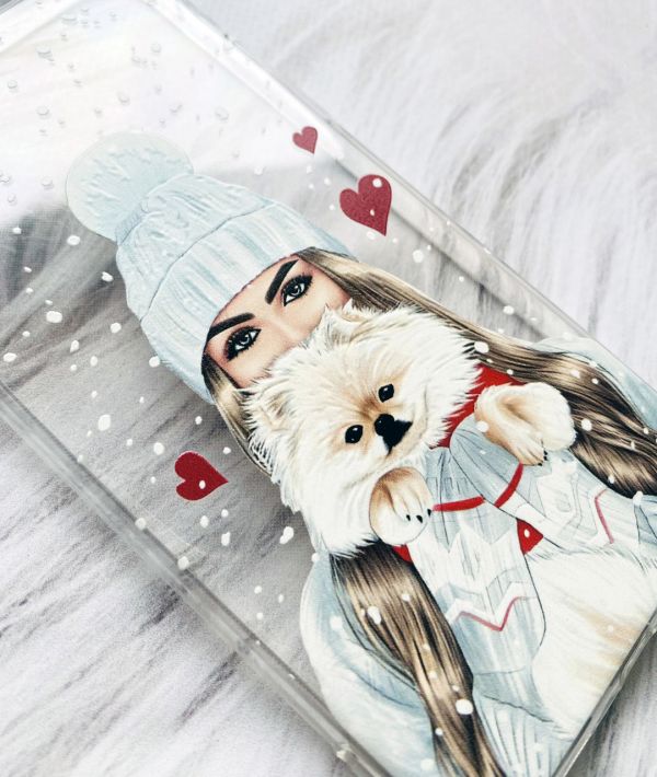 Чохол з потовщеними кутами на Samsung Galaxy A14 5G :: Дівчина з песиком (принт 142)