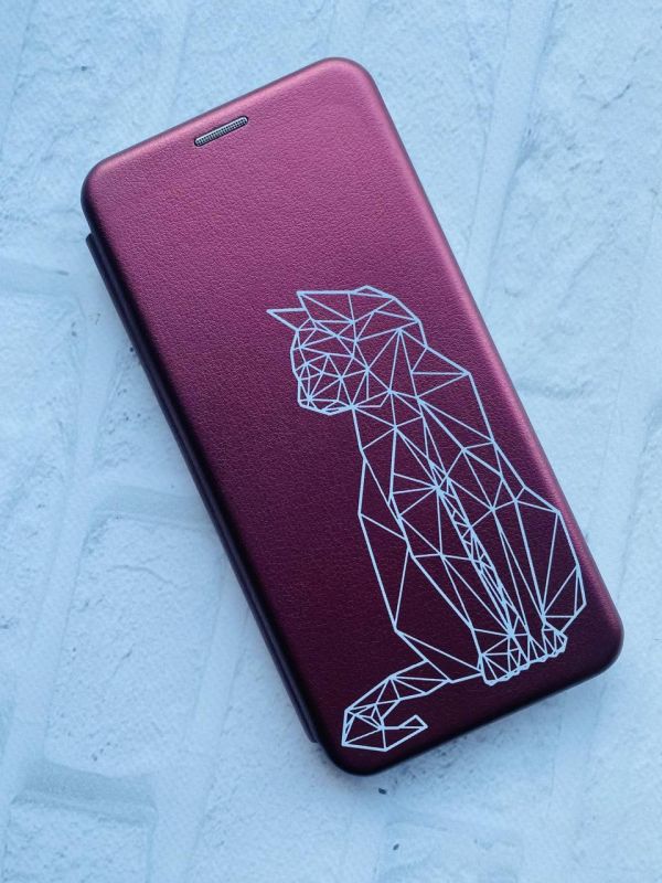 Чохол-книжка з малюнком для Samsung Galaxy J5(2016) J510 Бордовий :: Котик (принт 125)