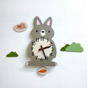 Дитячий годинник настінний з маятником :: Зайченя (40х19 см)