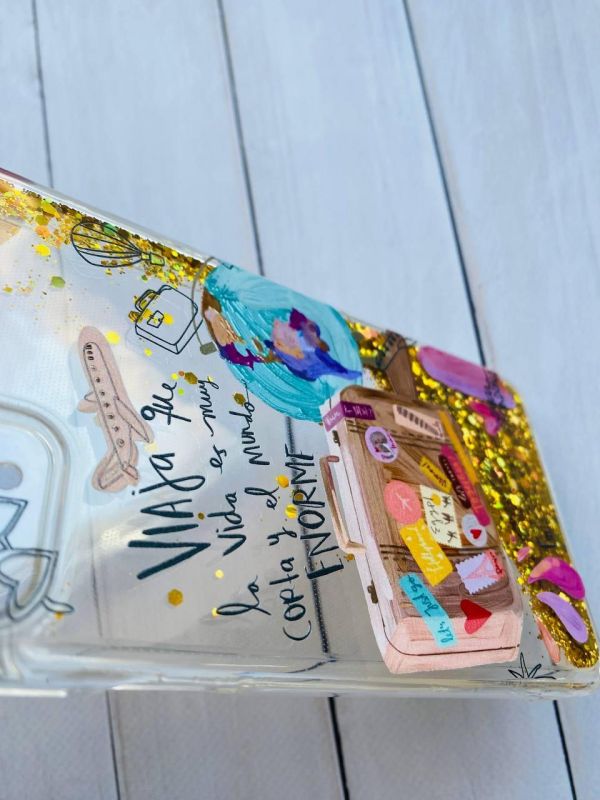 Чохол з плаваючими блискітками на Xiaomi Redmi Note 11 Золотий :: Настрій подорожувати (принт 329)