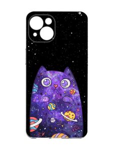 Чохол із захистом камер на iPhone 15 :: Фіолетова кішка (принт 361)