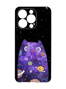 Чохол із захистом камери на  iPhone 15 Pro :: Фіолетова кішка (принт 361)