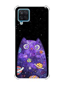 Чохол з потовщеними кутами на Samsung A12 4G :: Фіолетова кішка (принт 361)