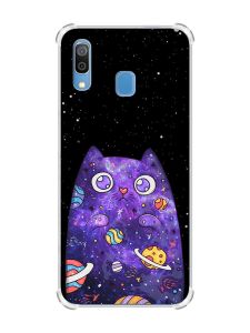 Чохол з потовщеними кутами на Samsung Galaxy A30 (2019) / A20 (2019) :: Фіолетова кішка (принт 361)