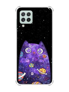 Чохол з потовщеними кутами на Samsung Galaxy M32/A22/M22 4G :: Фіолетова кішка (принт 361)