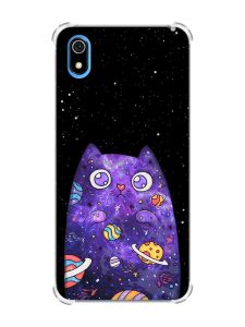 Чохол з потовщеними кутами на Xiaomi Redmi 7A :: Фіолетова кішка (принт 361)