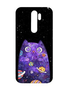 Матовий чохол з рожевими боками на Xiaomi Redmi Note 8 Pro :: Фіолетова кішка (принт 361)