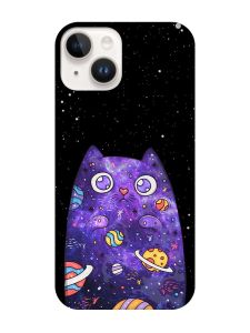 Матовий чохол з чорними боками на iPhone 14 :: Фіолетова кішка (принт 361)