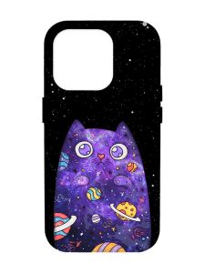 Матовий чохол з чорними боками на iPhone 14 Pro Max :: Фіолетова кішка (принт 361)
