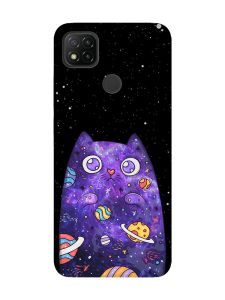 Матовий чохол з чорними боками на Xiaomi Redmi 9C/10A :: Фіолетова кішка (принт 361)