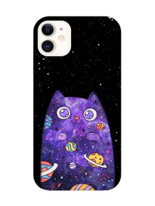 Матовий чохол з червоними боками на iPhone 11 (6.1) :: Фіолетова кішка (принт 361)