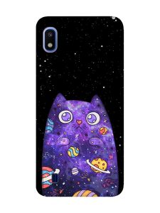 Матовий чохол з червоними боками на Samsung Galaxy A10 (2019) A105 :: Фіолетова кішка (принт 361)