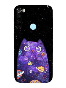 Матовий чохол з червоними боками на Xiaomi Redmi Note 8T :: Фіолетова кішка (принт 361)