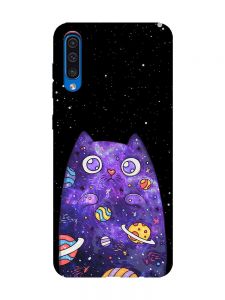 Матовий чохол з рожевими боками на Samsung Galaxy A50 (2019) A505/A30s :: Фіолетова кішка (принт 361)