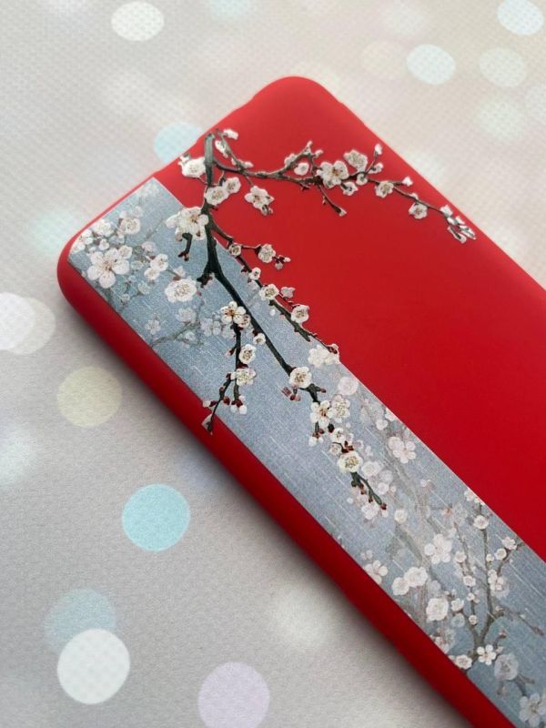 Матовий червоний чохол на Apple iPhone 12 Pro Max :: Квітуча сакура (принт 285)